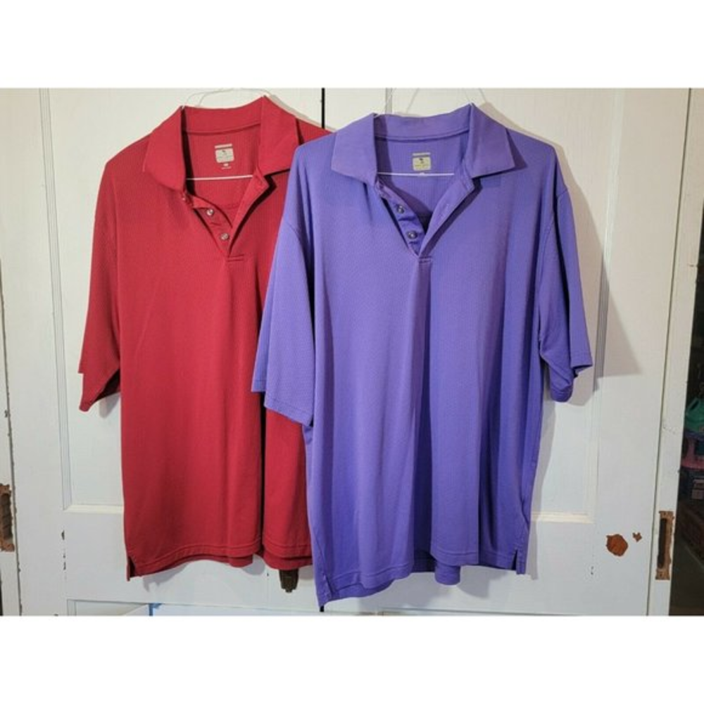 :Lot of 2 XL Golf Lone Cypress Red and Purple Luxury Performance‎ Shirts